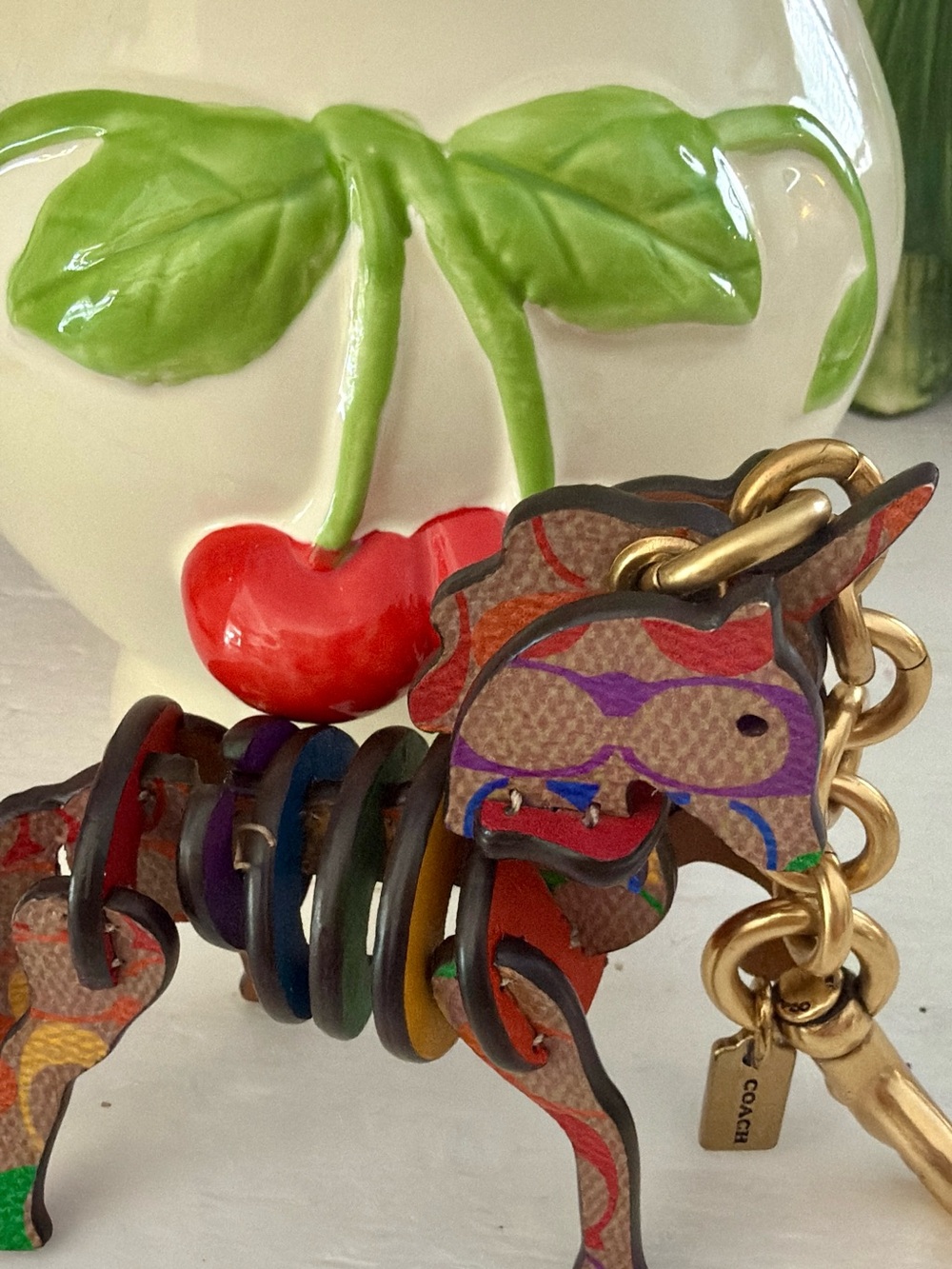 Coach Multicolor Leather Horse Charm/Keychain with Gold Hardware - Picture 4 of 9